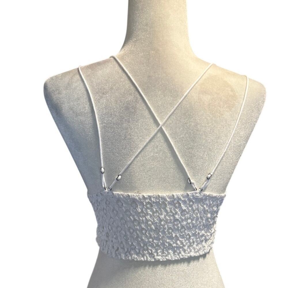 Free People FP One White Lace Bralette Size S-Boho Crochet Lace Criss-Cross Back - Picture 3 of 6